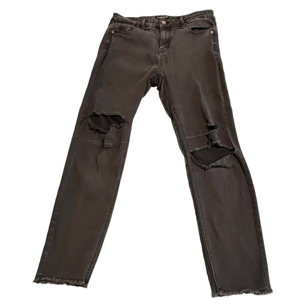 Kenneth Cole Black Skinny Distressed Jeans Size 10